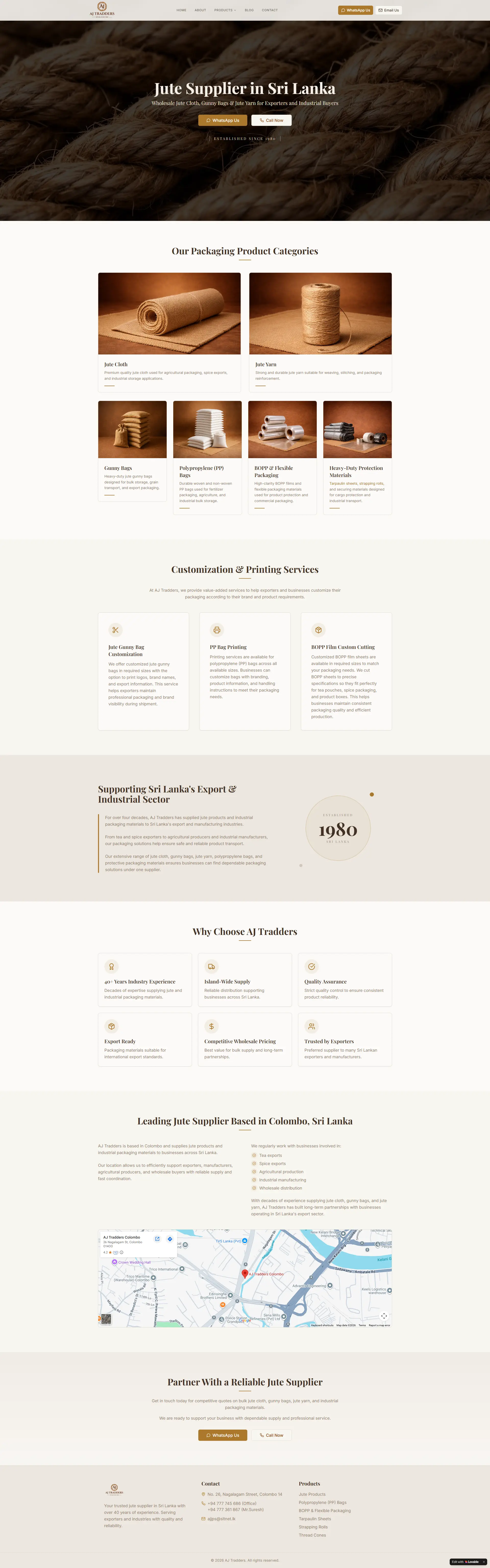AJ Tradders Homepage — full page screenshot